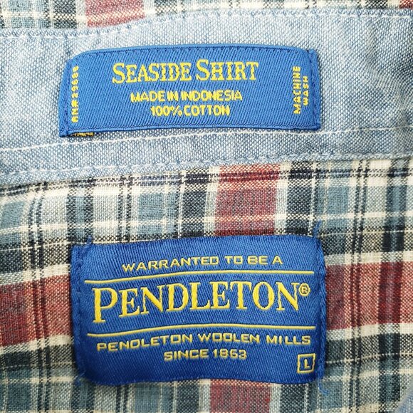 Pendleton Seaside Shirt Plaid Shirt Men Large Short Sleeve Button Up Multicolor - Picture 2 of 8
